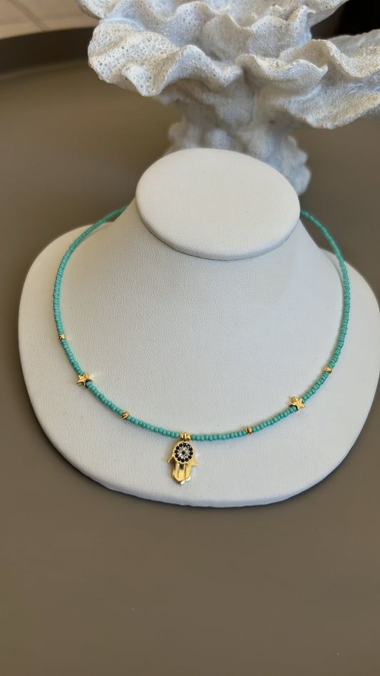 Hamsa Star Choker