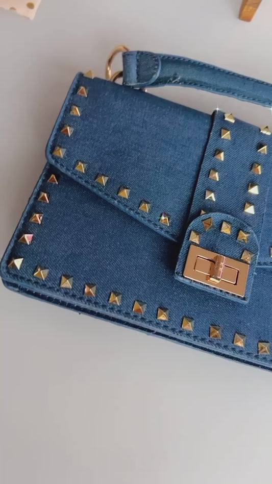 Crossbody Stud  Denim Bag
