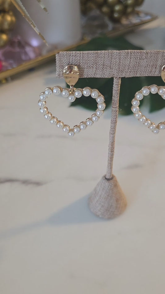 Heart Pearl Earrings