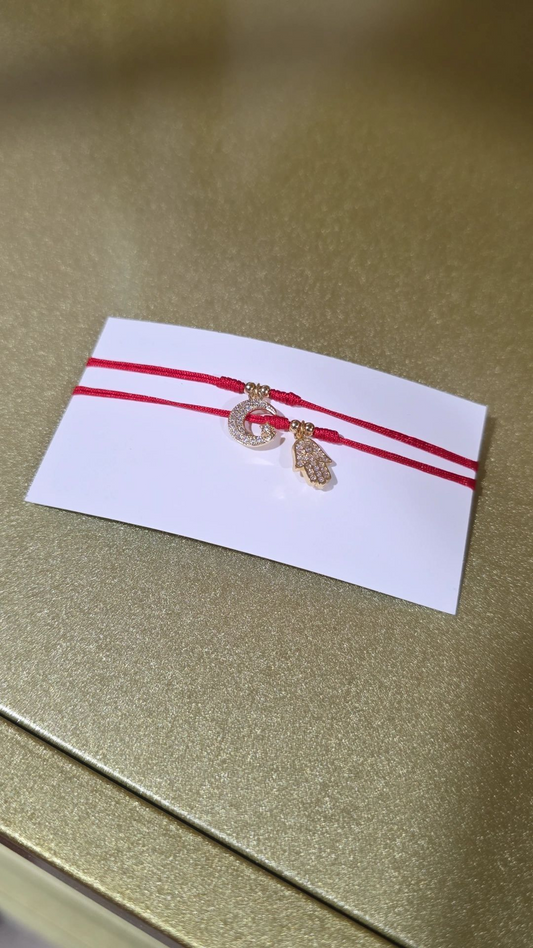 Half Moon & Hamsa Duo Bracelet
