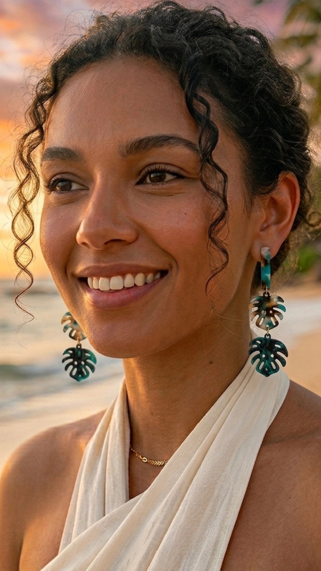 IsaZoe Tortoise Monstera Earrings