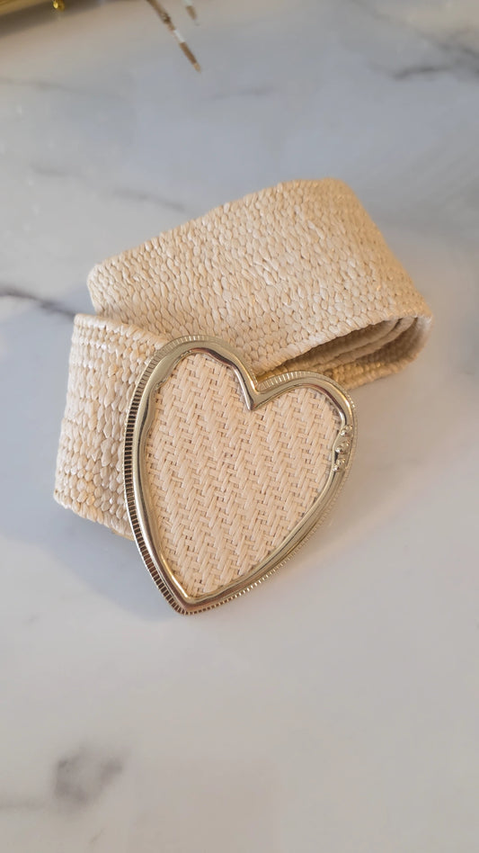 Gold Heart Cream Belt