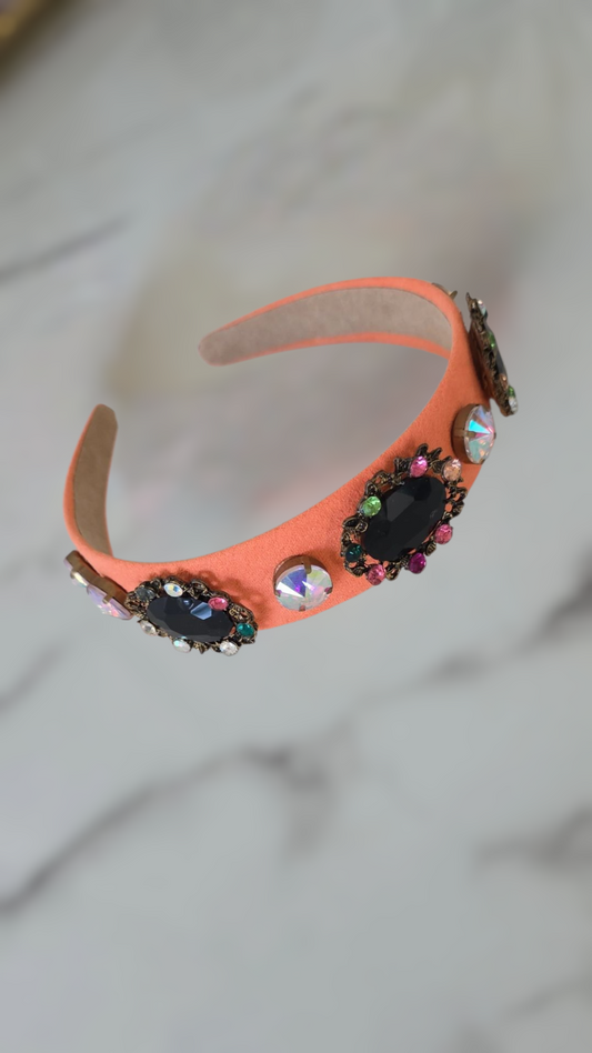 Suede Headband with detailed beads