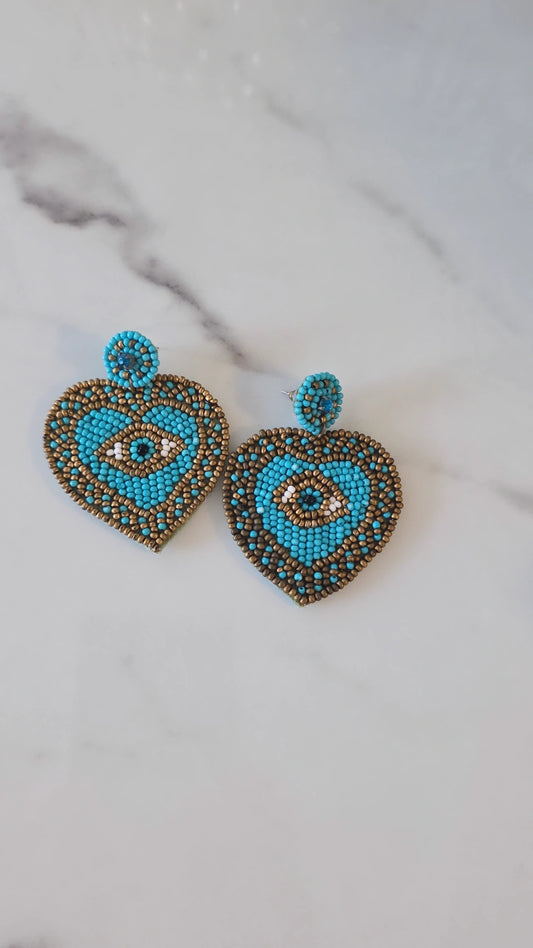 Beaded Eye Heart Erring