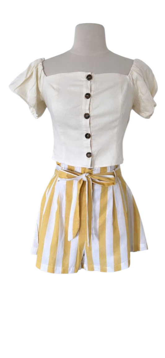 Linen Short Crop Top