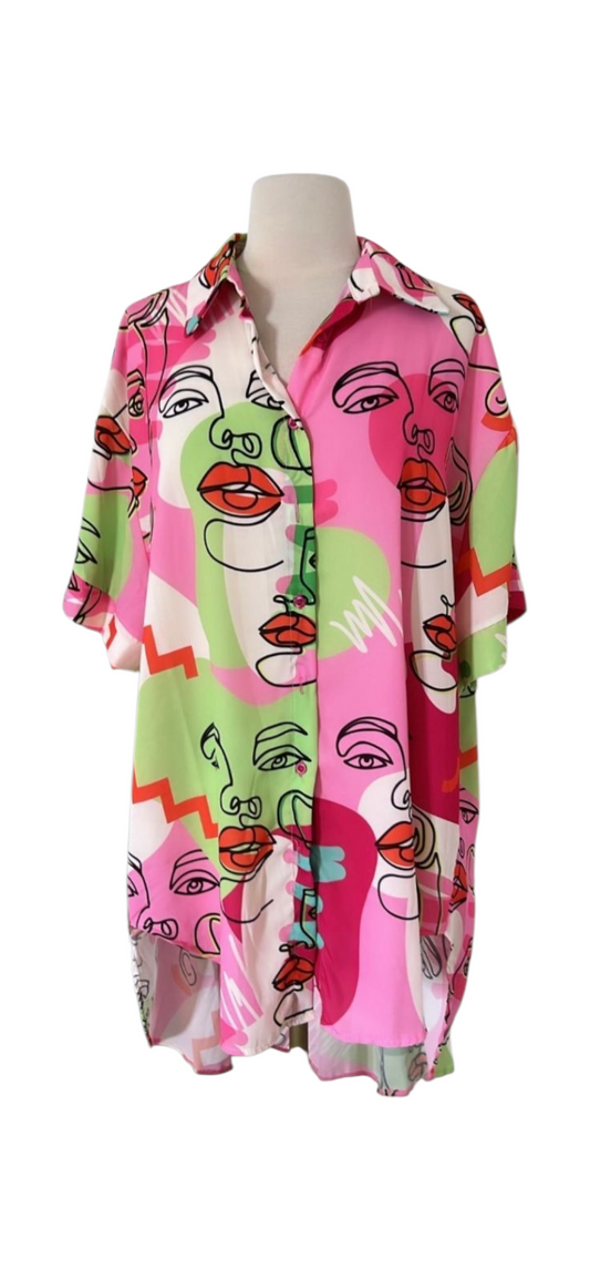Multi Face Oversized Blouse