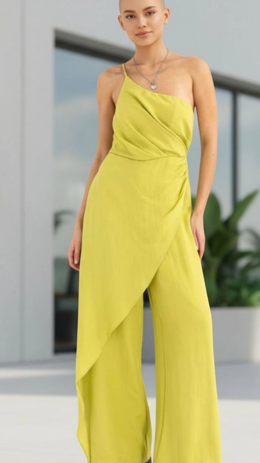 One Shoulder Sarong Jumpsuit
