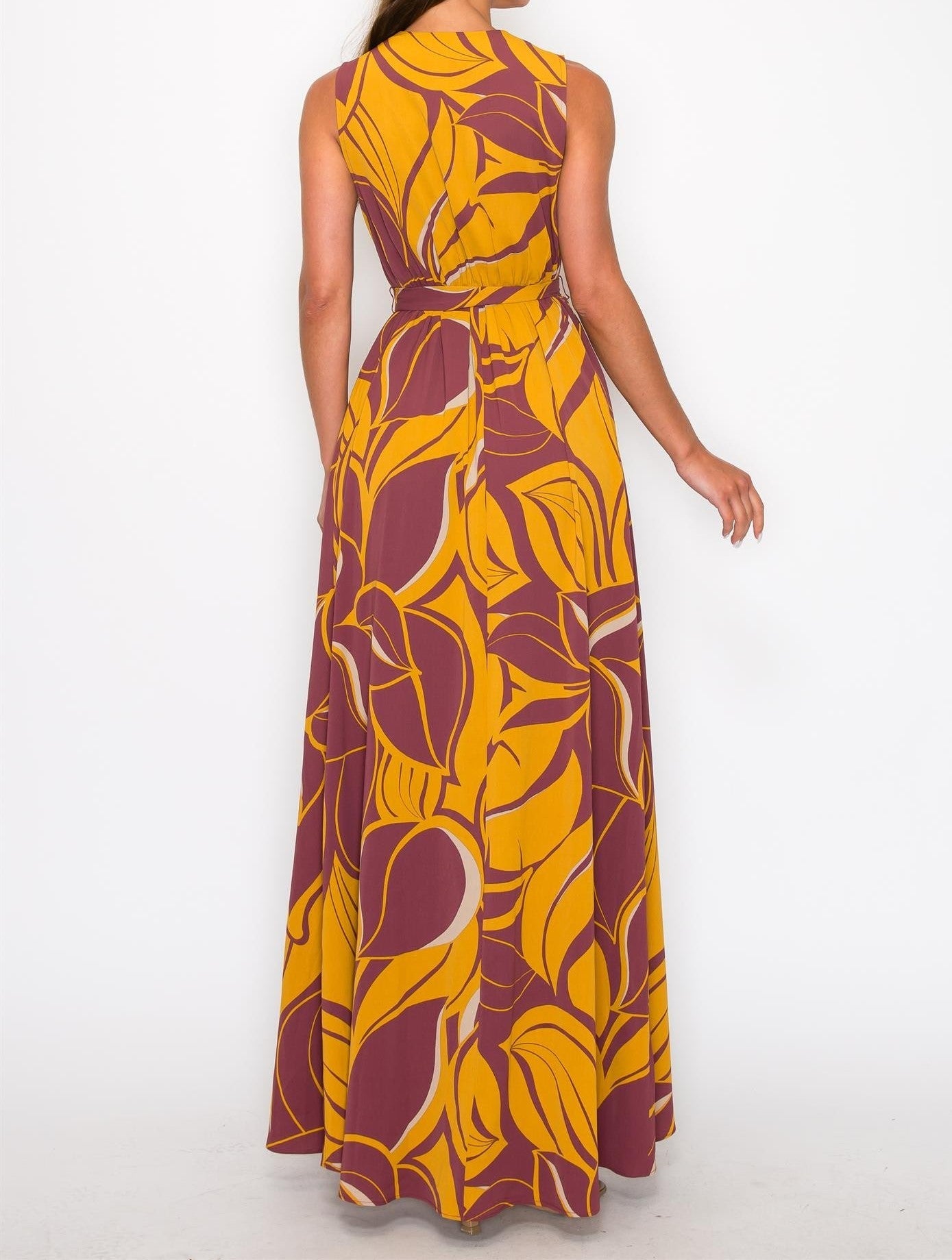 LEAF PRINT HIGH LOW DRESS