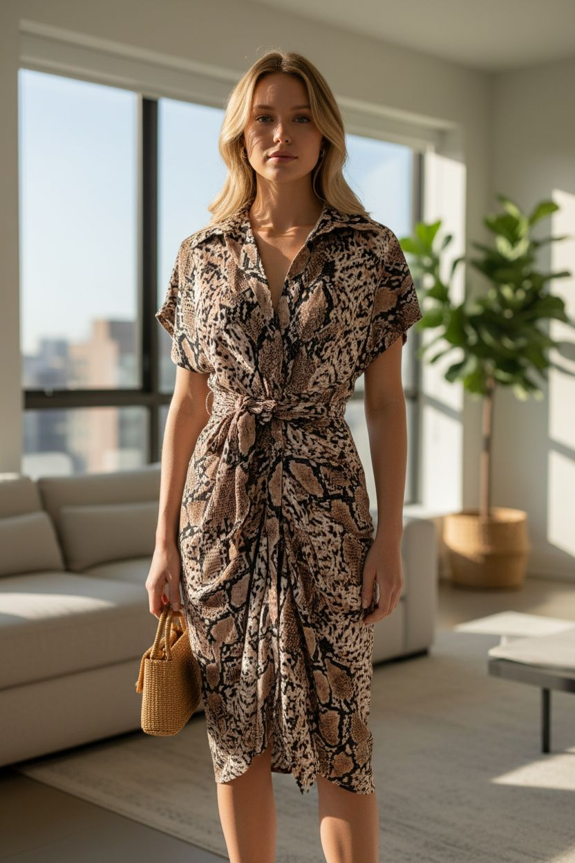 Front Tie Midi Dress