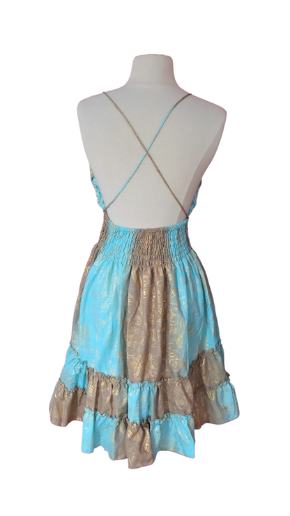 Golden Paradise Short Boho Dress