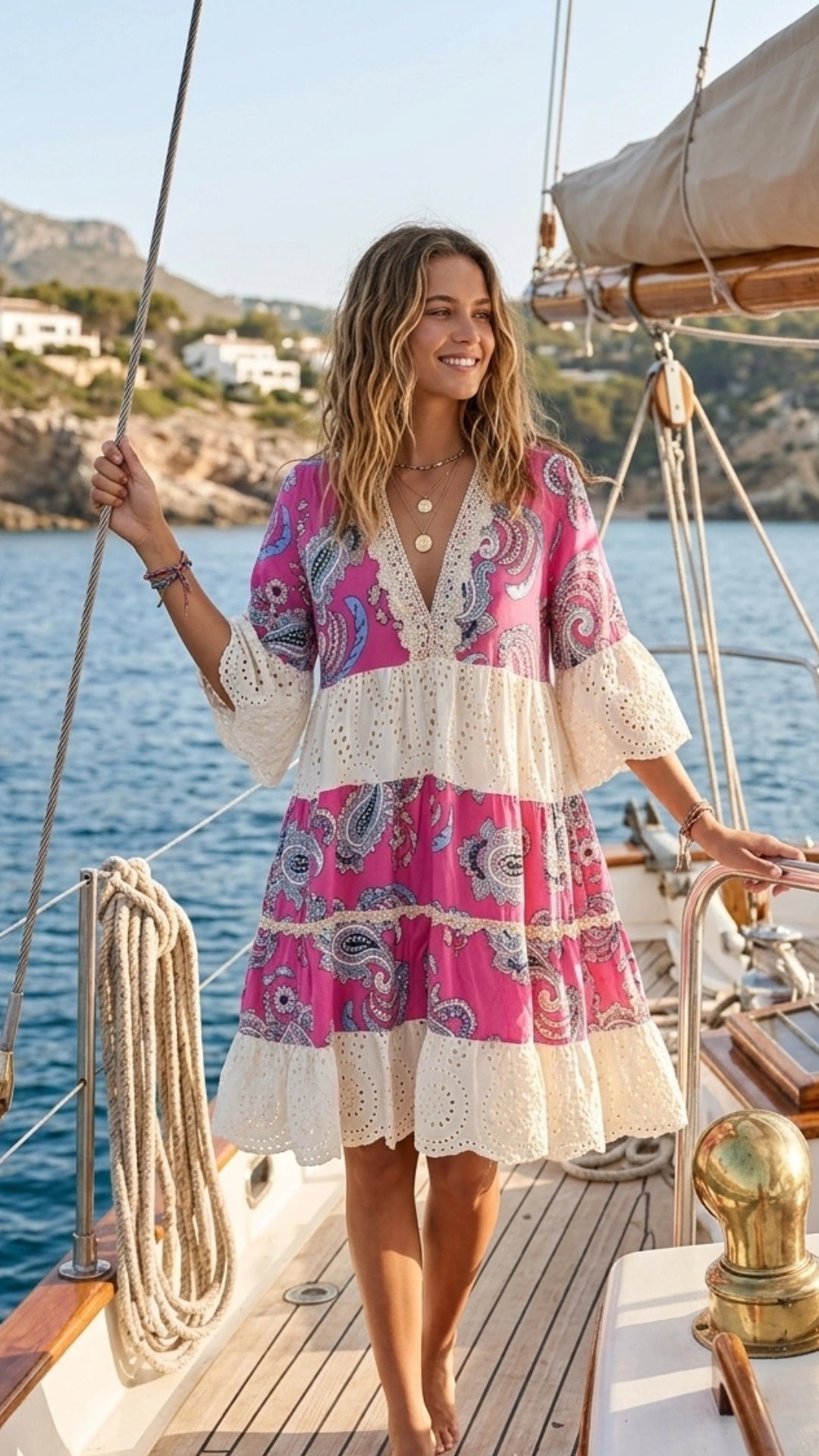 Sandy Eyelet Short Dress.