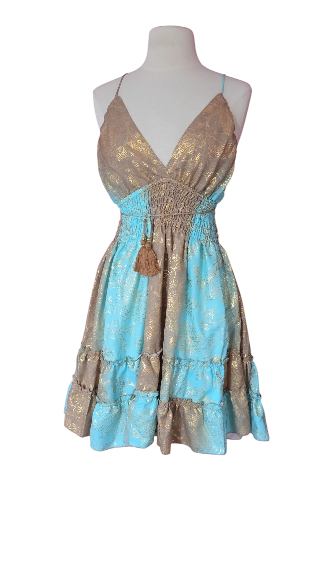 Golden Paradise Short Boho Dress