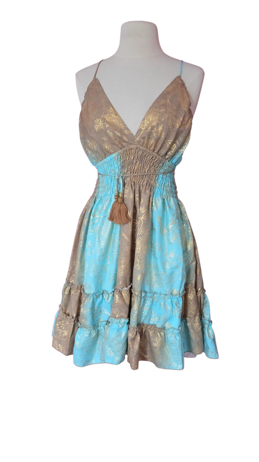 Golden Paradise Short Boho Dress