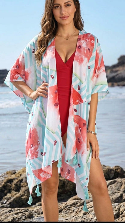 Melon Cover Up. Kimono Style