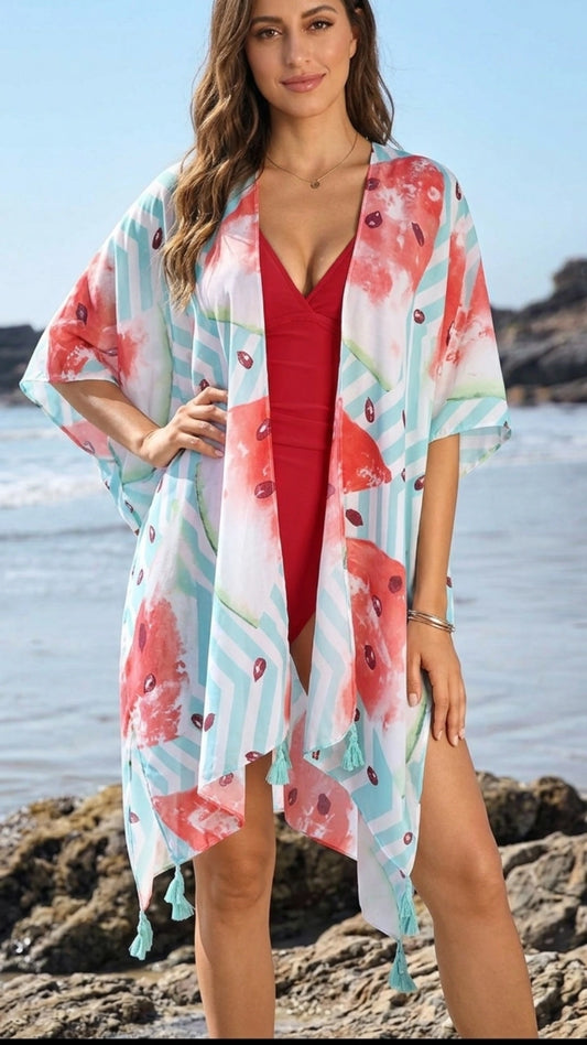 Melon Cover Up. Kimono Style