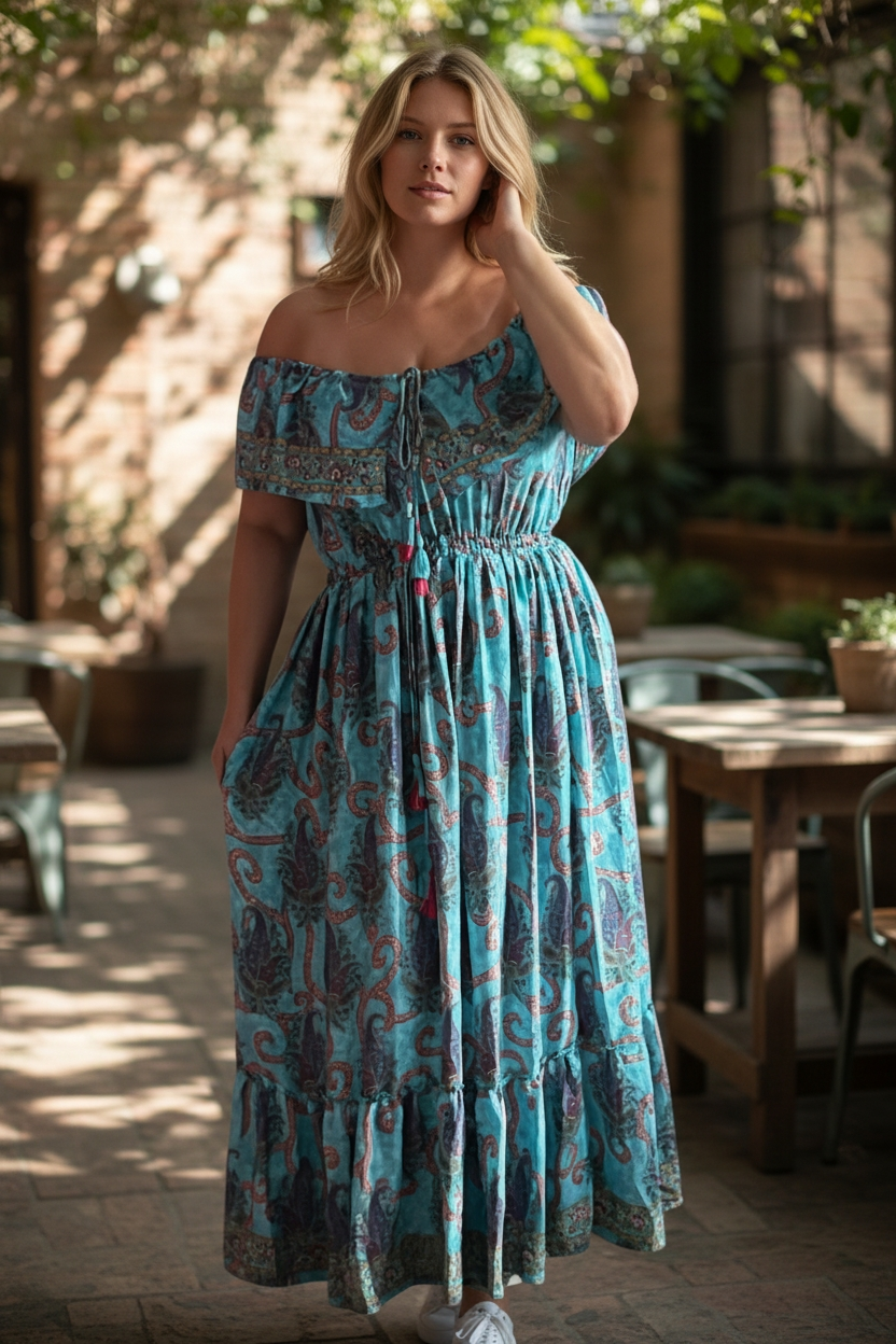 Boho Lola Off Shoulder Boho Maxi