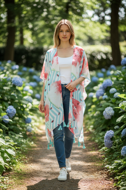 Melon Cover Up. Kimono Style