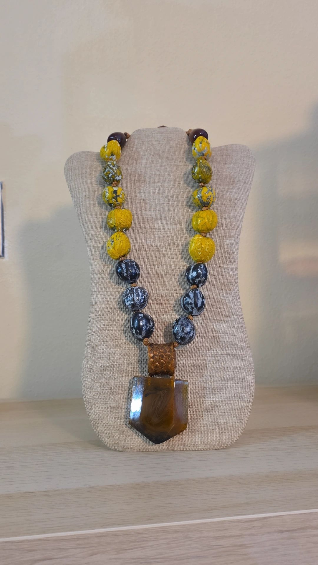 Leather Stone Multi Necklace