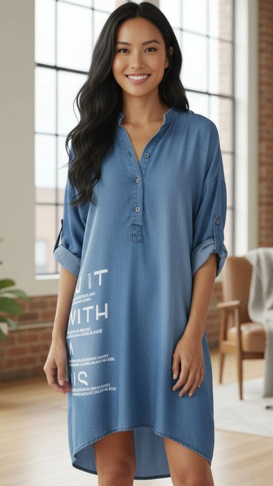 Denim High Low Dress