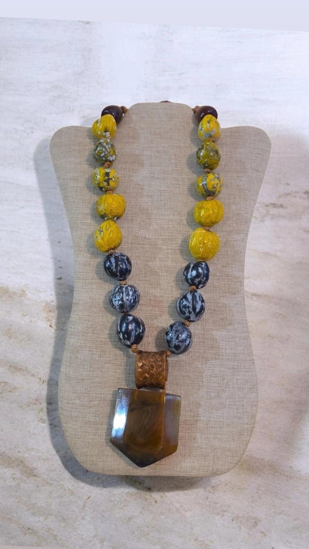 Leather Stone Multi Necklace