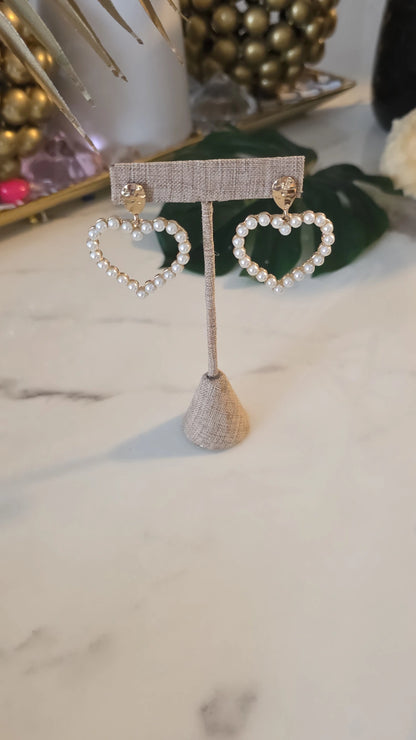 Heart Pearl Earrings